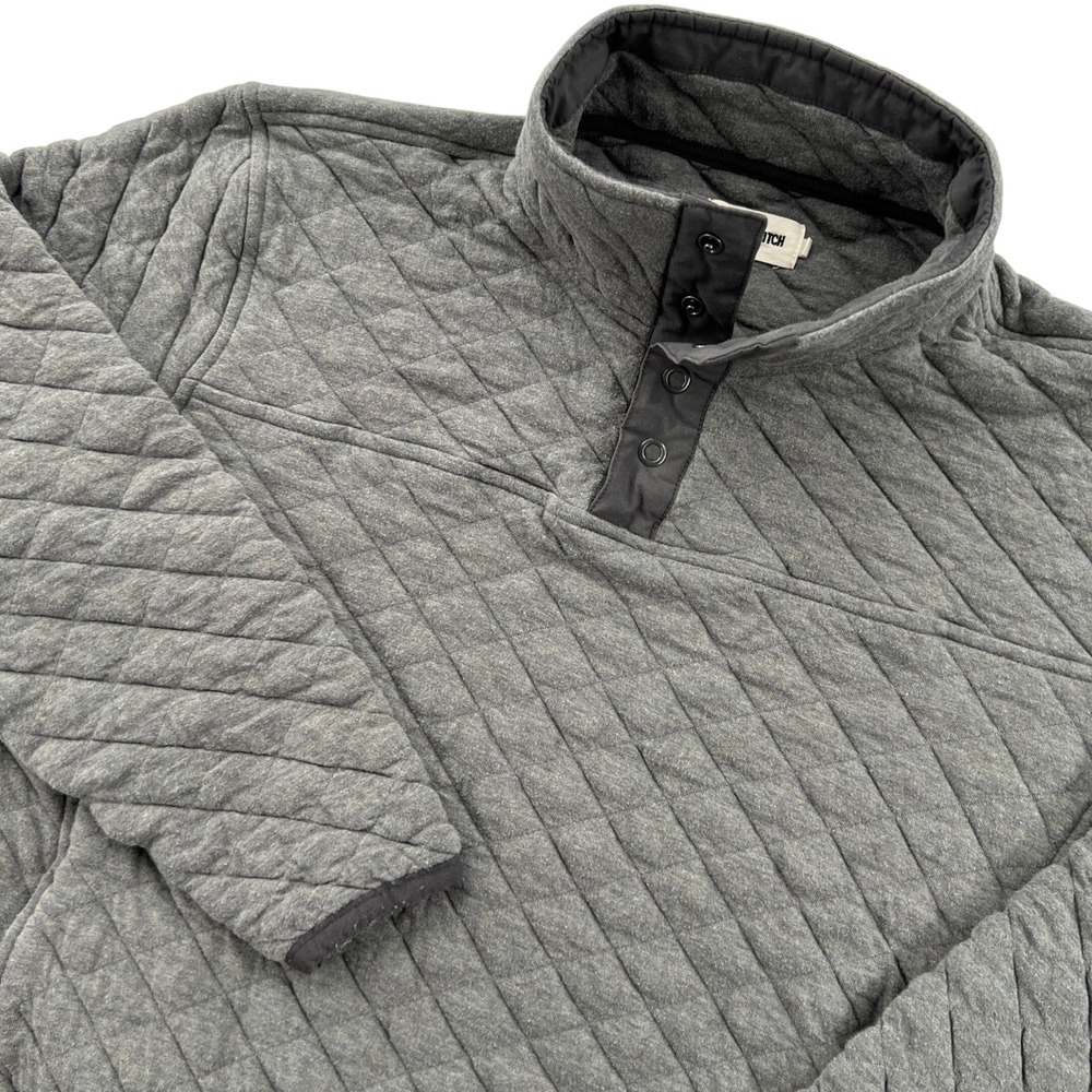 Taylor Stitch Quilted Snap Pullover Fleece Men 42 Large Gray Organic Cotton GORP